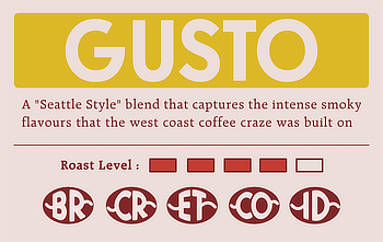 Highlander Coffee 250g Gusto Product Description Label Roast House Espresso Blend