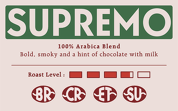Highlander Coffee 250g Supremo Product Description Label Roast House Espresso Blend