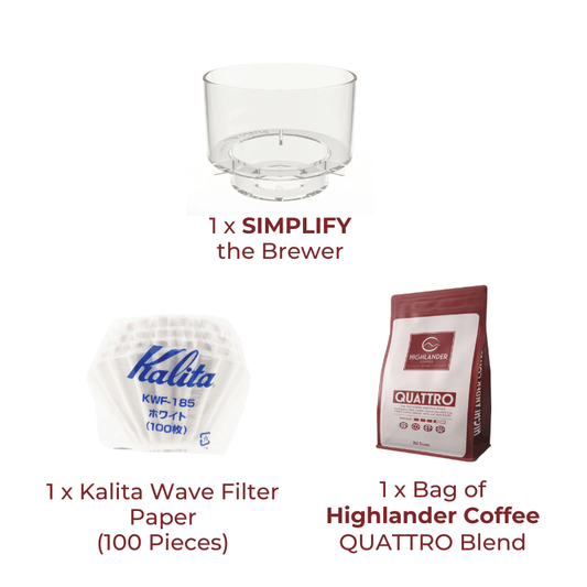 PROMO 2: SIMPLIFY the brewer + Kalita Wave Filter Paper 185 (100 pcs) + 1 bag of Quattro